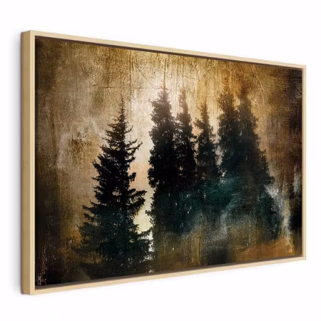 Canvastavla med ram - Stately spruces wide