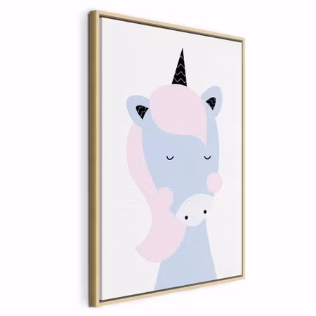 Canvastavla med ram - Sweet unicorn vertical