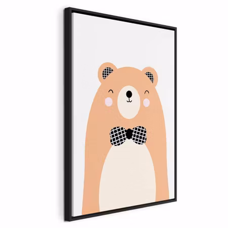 Canvastavla med ram - Teddy bear in bow tie