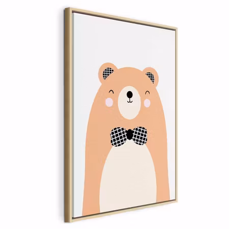 Canvastavla med ram - Teddy bear in bow tie