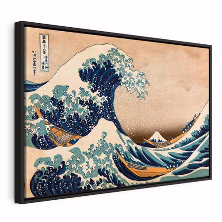 Canvastavla med ram - The great wave off kanagawa