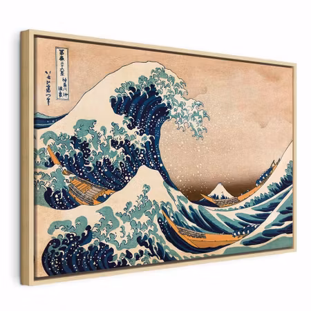 Canvastavla med ram - The great wave off kanagawa