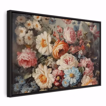 Canvastavla med ram - The scent of garden flowers