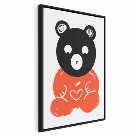 Canvastavla med ram - Thoughtful bear vertical