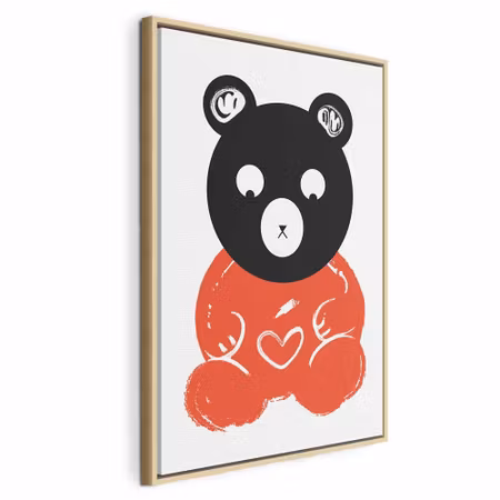 Canvastavla med ram - Thoughtful bear vertical