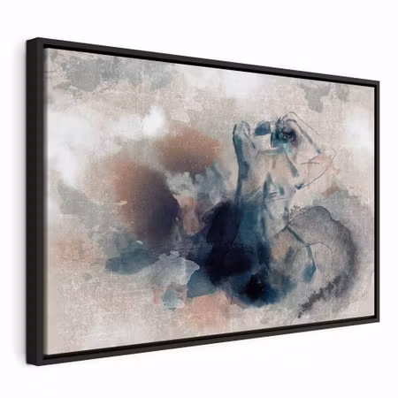 Canvastavla med ram - Thoughtful in blue