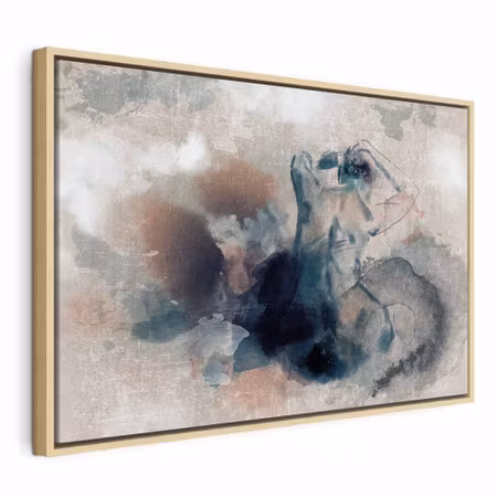 Canvastavla med ram - Thoughtful in blue