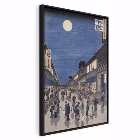Canvastavla med ram - Utagawa hiroshige night time