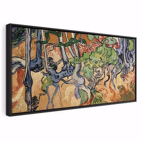 Canvastavla med ram - Vincent van gogh tree roots