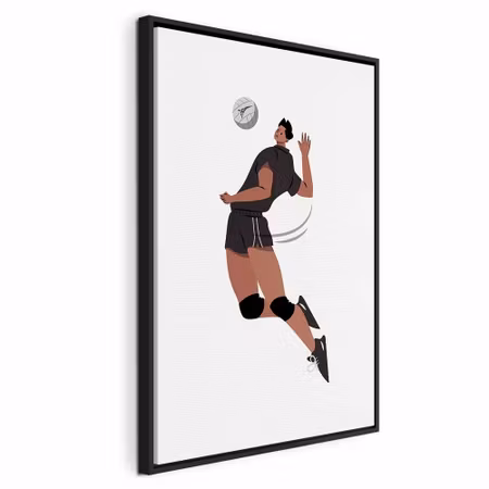 Canvastavla med ram - Volleyball player on a white