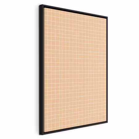 Canvastavla med ram - Waving lines creamy grid on