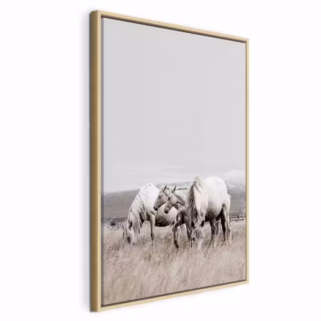 Canvastavla med ram - White horses vertical