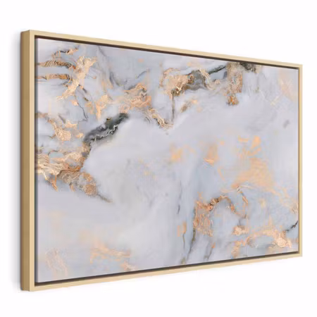 Canvastavla med ram - White stone elegant marble