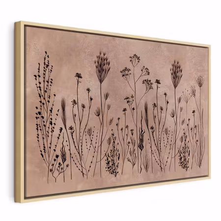 Canvastavla med ram - Wildflowers black plants on