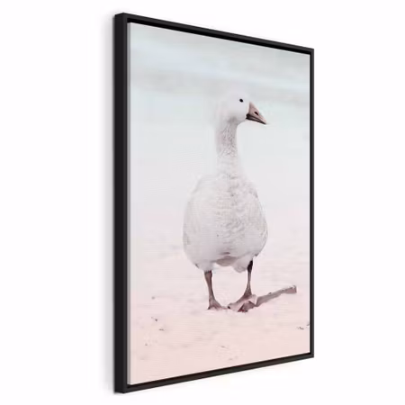 Canvastavla med ram - Winter duck vertical
