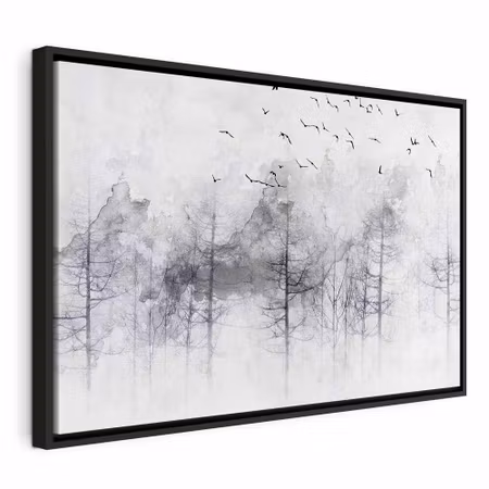 Canvastavla med ram - Winter forest wide