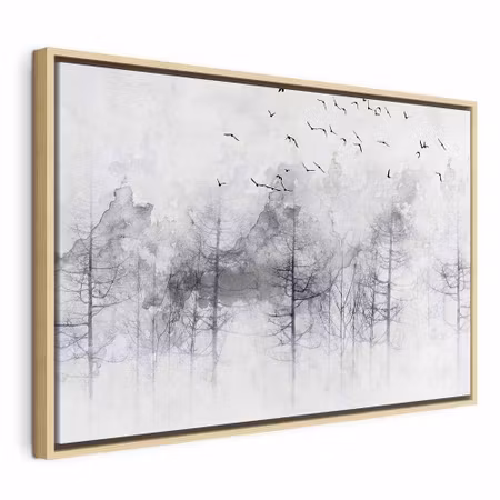 Canvastavla med ram - Winter forest wide