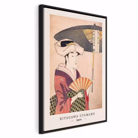 Canvastavla med ram - Woman with an umbrella