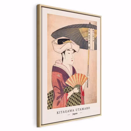 Canvastavla med ram - Woman with an umbrella