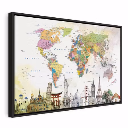 Canvastavla med ram - Wonders of the world wide