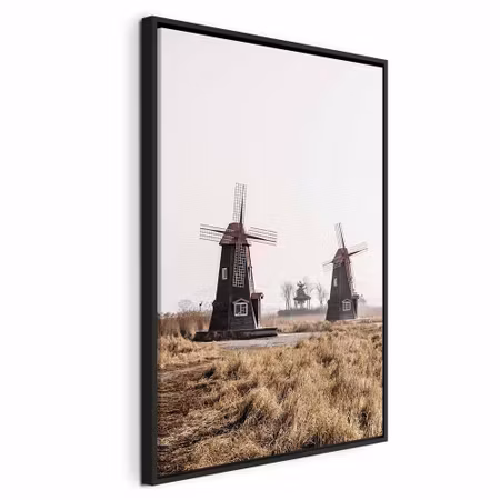 Canvastavla med ram - Wooden windmill vertical