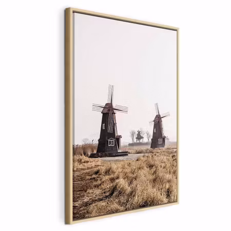 Canvastavla med ram - Wooden windmill vertical