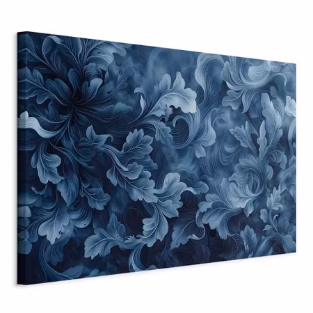 Canvastavla - Abstract ornaments dark blue leaves
