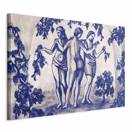 Canvastavla - Ancient vineyard three women in a