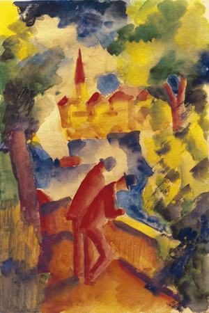 Canvastavla - August macke men on the road by the