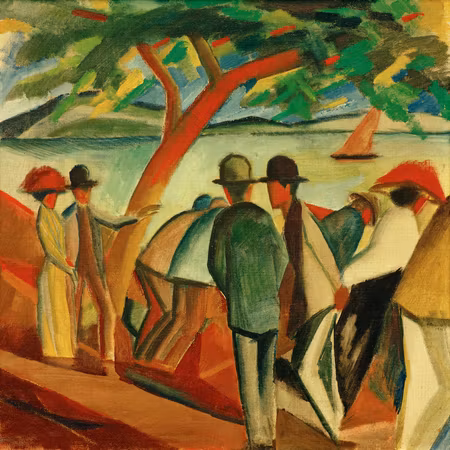 Canvastavla - August macke spaziergänger am see