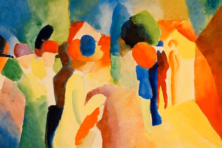 Canvastavla - August macke with a yellow jacket