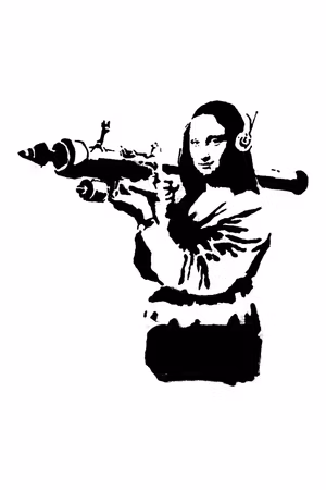 Canvastavla - Banksy mona lisa with rocket part