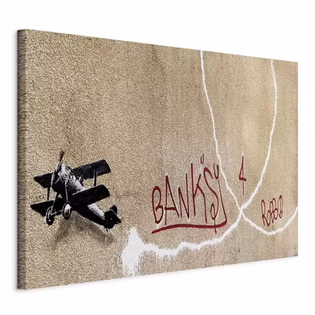 Canvastavla - Banksy& s plane part red graffiti on