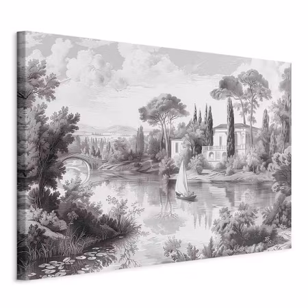Canvastavla - Black and white vintage landscape of
