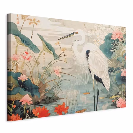 Canvastavla - By an asian pond an illustration in