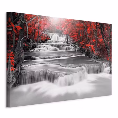 Canvastavla - Cascade of thoughts part wide red