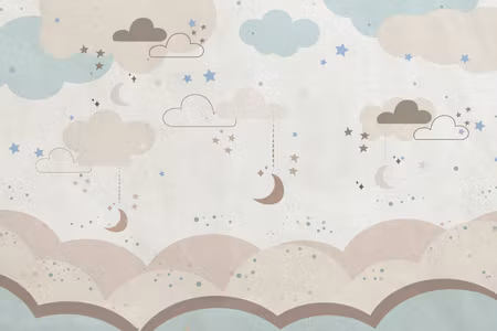 Canvastavla - Cloudy night sky moons in brown and