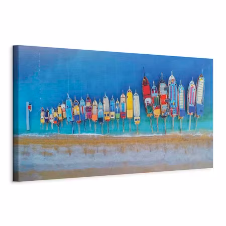 Canvastavla - Colourful boats part narrow