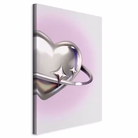 Canvastavla - Cosmic heart silver heart with a on