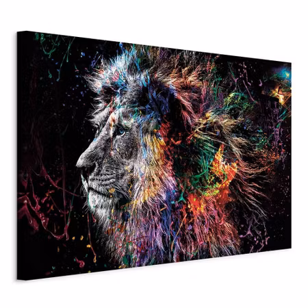 Canvastavla - Crazy lion part wide