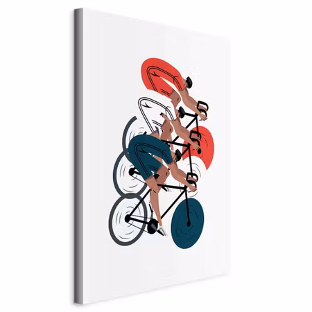 Canvastavla - Cycling race competitors on a light
