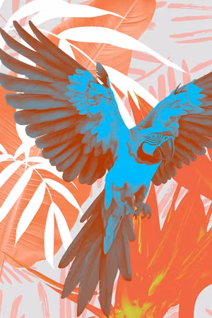 Canvastavla - Exotic wings parrot among abstract