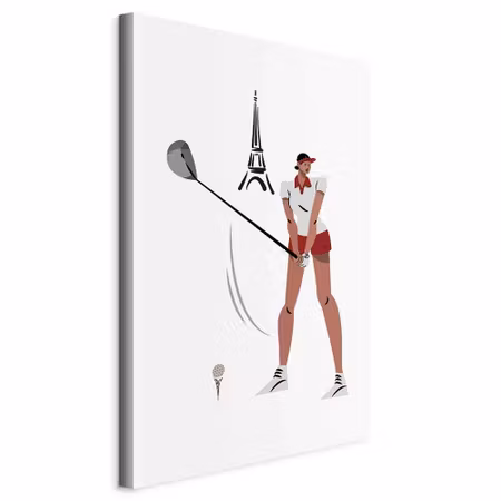 Canvastavla - Female golfer with the eiffel tower