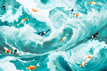 Canvastavla - Fish and waves