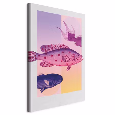 Canvastavla - Fish in pastels stylized fish shapes