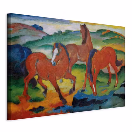 Canvastavla - Franz marc the red horses grazing IV