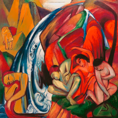 Canvastavla - Franz marc the waterfall women under