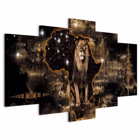 Canvastavla - Golden lion parts wide
