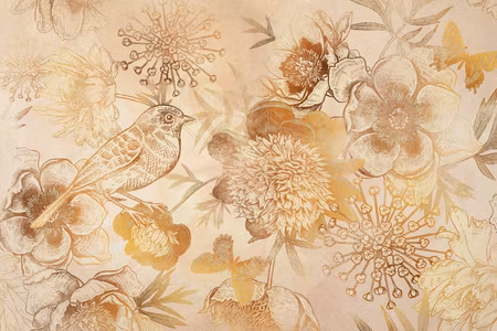 Canvastavla - Golden mosaic of nature part wide