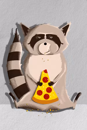 Canvastavla - Gourmand raccoon part vertical